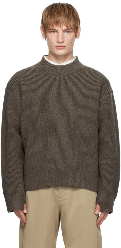 Studio Nicholson Brown Voe Knit Sweater In Mole