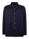 Studio Nicholson Collared Shirt With Buttoned Cuffs And Curved Hem In Blue
