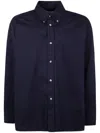 Studio Nicholson Collared Shirt With Buttoned Cuffs And Curved Hem In Blue
