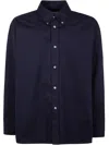 Studio Nicholson Collared Shirt With Buttoned Cuffs And Curved Hem In Darkest Navy