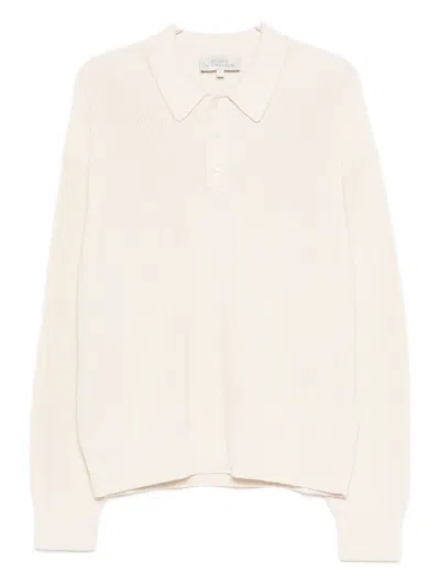 Studio Nicholson Long-sleeved Knitted Polo Shirt In White
