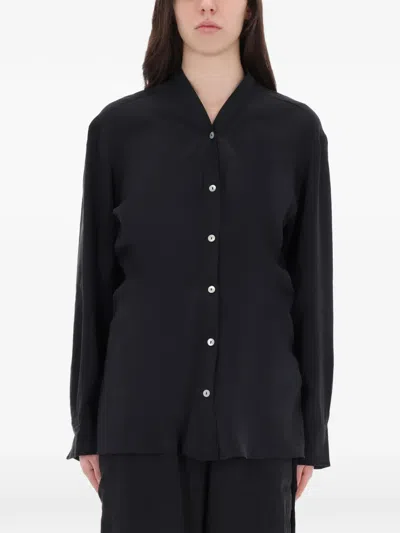 Studio Nicholson Long Sleeve Collared Neck Top In Black