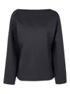 Studio Nicholson Long Sleeve Top Boat Neck Detail In Black