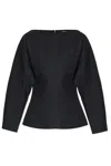 Studio Nicholson Long Sleeve Top Boat Neck Detail In Black