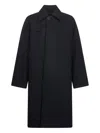 Studio Nicholson Blue Melton Wool Blend Cabo Coat In Black