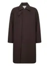 Studio Nicholson Wool Coat With Raglan Sleeves And Pockets In Brown