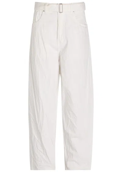 Studio Nicholson Cahun Belted Tapered-leg Jeans In White
