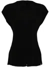 Studio Nicholson Cap-sleeved Peplum Top In Black