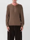Studio Nicholson Textured Ribbed Knit Round Neck Sweater In Brown