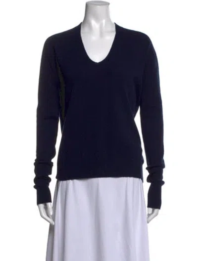 Pre-owned Studio Nicholson Cashmere V-neck Sweater In Blue