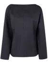 Studio Nicholson Long Sleeve Top Boat Neck Detail In Gray