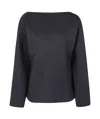 Studio Nicholson Long Sleeve Top Boat Neck Detail In Black
