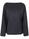 Studio Nicholson Long Sleeve Top Boat Neck Detail In Black
