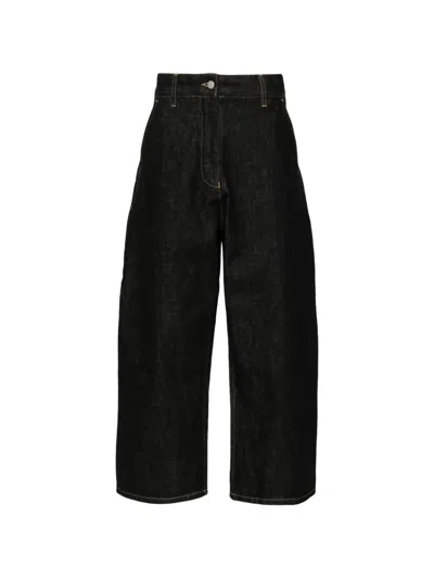 Studio Nicholson Chalco Cropped Denim Jeans In Black