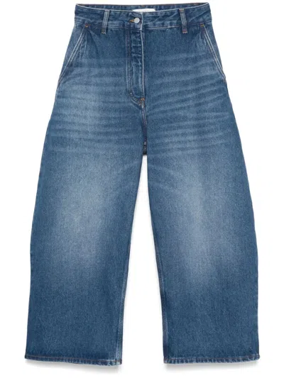 Studio Nicholson "chalco" Wide Crop Pant In Blue