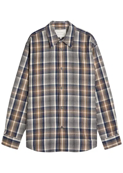 Studio Nicholson Checked Brushed-cotton Shirt In Blue