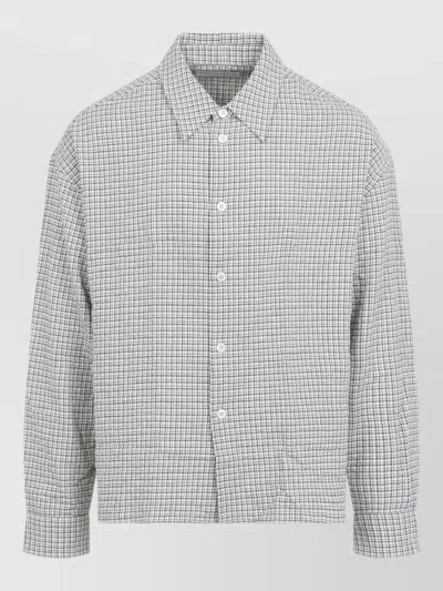 Studio Nicholson Parchment Black Nostra Long Sleeve Shirt In Gray