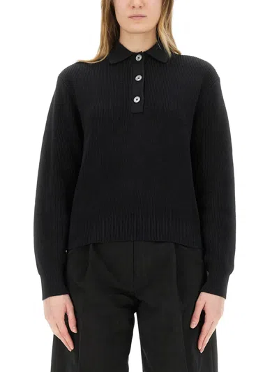 Studio Nicholson Chesapeake Knit Polo Shirt In Black