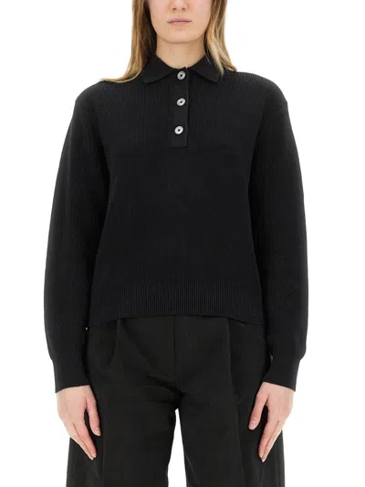 Studio Nicholson Chesapeake Knit Polo Shirt - Regular Fit In Black
