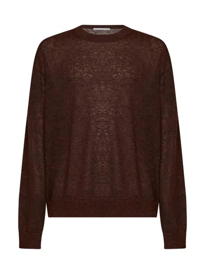 Studio Nicholson Chestnut Superfine Alpaca Blend Picco Sweater In Brown