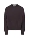 Studio Nicholson Classic Brown Knit Sweater With Ribbed Details In Brown