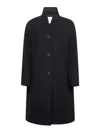 Studio Nicholson Long Coat With Structured Shoulders And Pockets In Black