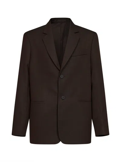Studio Nicholson Coffee Virgin Wool Rover Single-breasted Tailored Blazer In Brown