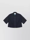Studio Nicholson Collared Cropped Semi-sheer Short Sleeves Jacket In Black