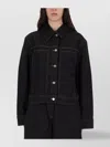 Studio Nicholson Collared Jacket With Contrast Stitching And Pockets In Black