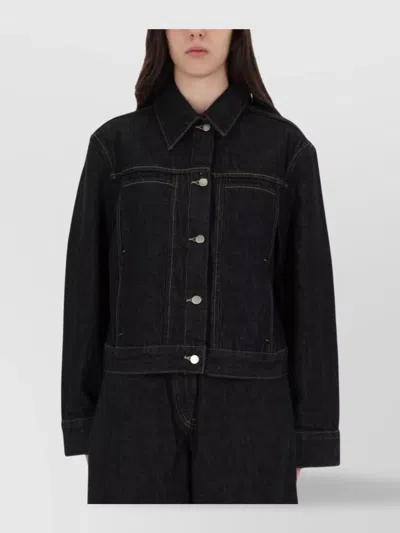 STUDIO NICHOLSON COLLARED JACKET WITH CONTRAST STITCHING AND POCKETS
