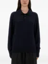 Studio Nicholson Blue Solid Shirt Collar Sweater In Blue