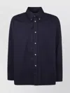 Studio Nicholson Collared Shirt With Buttoned Cuffs And Curved Hem In Blue