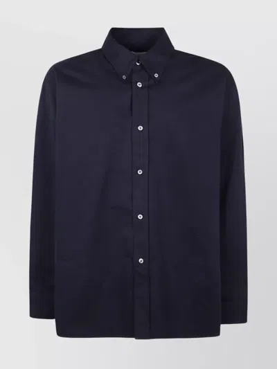 STUDIO NICHOLSON COLLARED SHIRT WITH BUTTONED CUFFS AND CURVED HEM