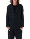 Studio Nicholson Wool-blended Blazer With Notch Lapel In Darkest Navy