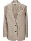 Studio Nicholson Conde Curved Hem Blazer In Neutral