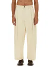 Studio Nicholson High-waisted Wide-leg Pants With Pleated Front In White