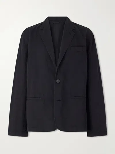 Studio Nicholson Cotton And Linen-blend Twill Blazer In Black