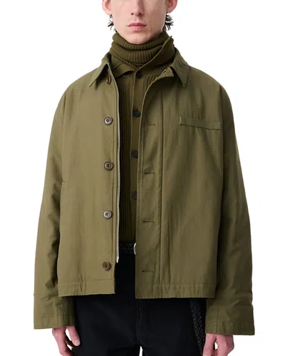 Studio Nicholson Cotton Blend Button Military Jacket In Green