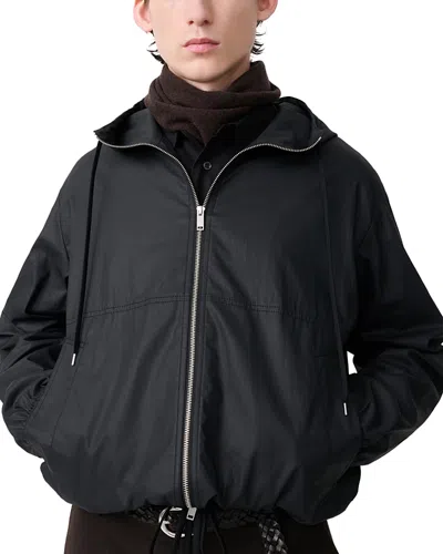 Studio Nicholson Cotton Drawstring Hood Zip Jacket In Black
