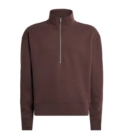 Studio Nicholson Cotton Half-zip Sweatshirt In Brown