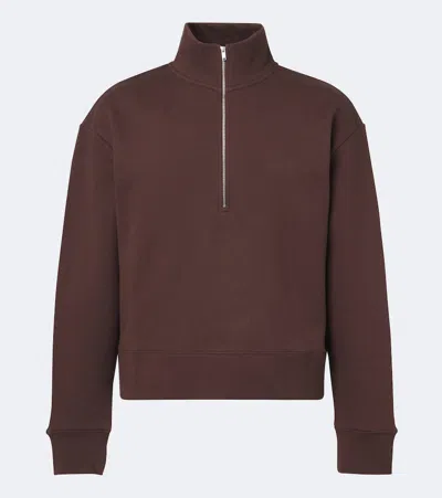 Studio Nicholson Cotton Jersey Half-zip Sweatshirt In Brown