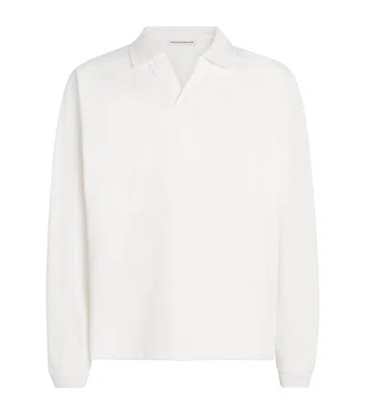 Studio Nicholson Cotton Long-sleeve Polo Shirt In White