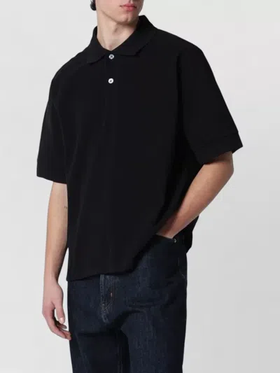 Studio Nicholson Short-sleeve Polo Shirt In Black