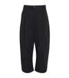 Studio Nicholson Peached Pleated Wide-leg Cotton-twill Trousers In Black