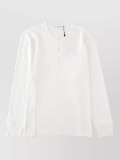 Studio Nicholson White Button Placket Long-sleeve Cotton T-shirt