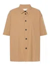 Studio Nicholson Collared Cotton Poplin Shirt In Beige