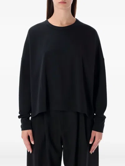 Studio Nicholson Long Sleeve Crew Neck Relaxed Top In Black