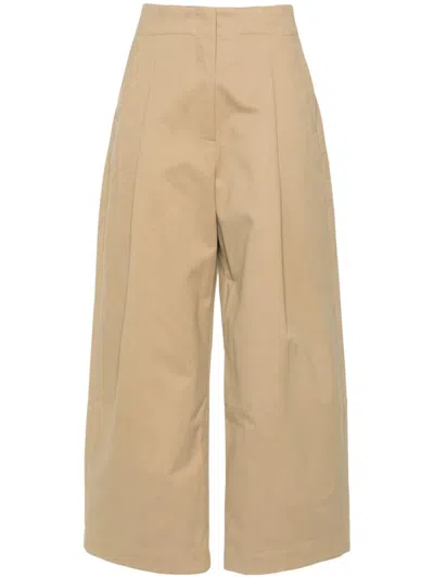 Studio Nicholson Cotton Wide Leg Trousers In Sand