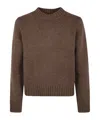 Studio Nicholson Knit Crew Neck Sweater Ribbed Cuffs Hem In Brown