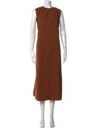 Pre-owned Studio Nicholson Crew Neck Long Dress In Brown
